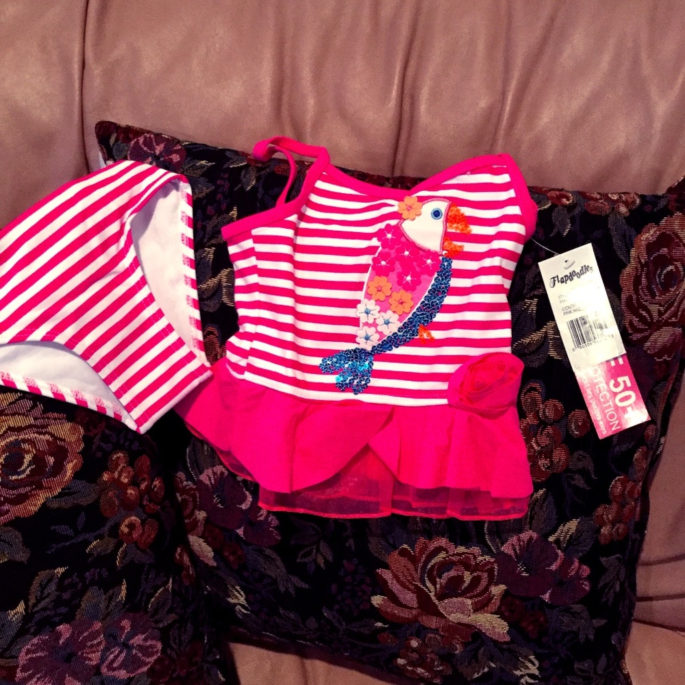 Flapdoodles girls parrot tutu bathing suit new